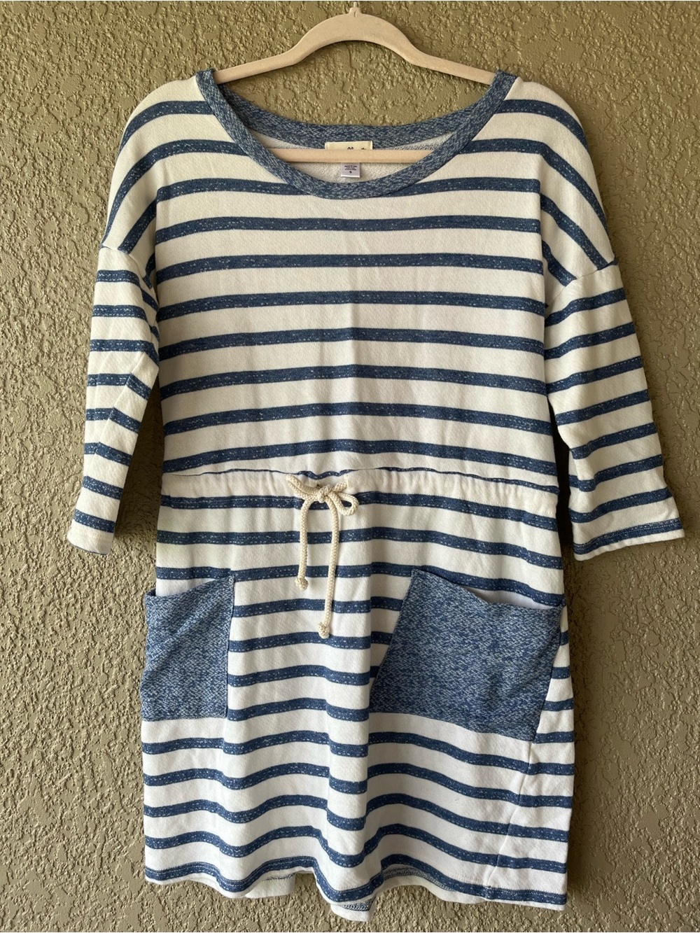Puella~Blue and Cream Striped Drawstring Pocket Dress